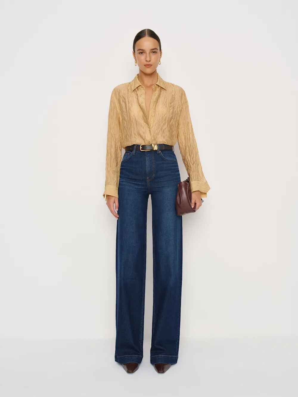 Reformation Bex Super Stretch High Rise Wide Leg Jeans Wheeler Wash 28